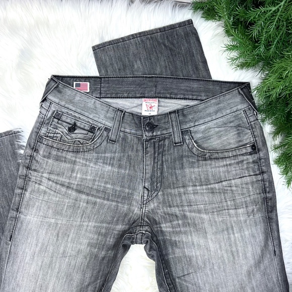 🚫SOLD!👖NWOT |•TRUE RELIGION•| Grey 'Ricky' Straight Leg Flap Pocket Jeans 34 - Picture 7 of 16